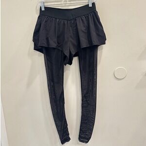 POPFLEX Black On the Run Ruffle Shorts W/ Tights XS Tall Dance Balletcore Sporty